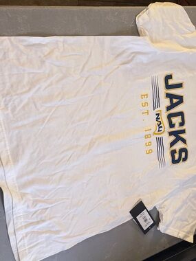 Nau White Jacks Logo Short-Sleeve Tee with Blue and Gold Print